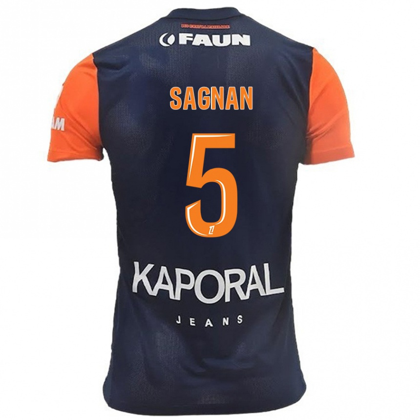 Kinder Fußball Modibo Sagnan #5 Marineblau Orange Heimtrikot Trikot 2024/25 T-Shirt Luxemburg