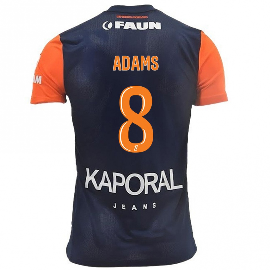 Kinder Fußball Akor Adams #8 Marineblau Orange Heimtrikot Trikot 2024/25 T-Shirt Luxemburg