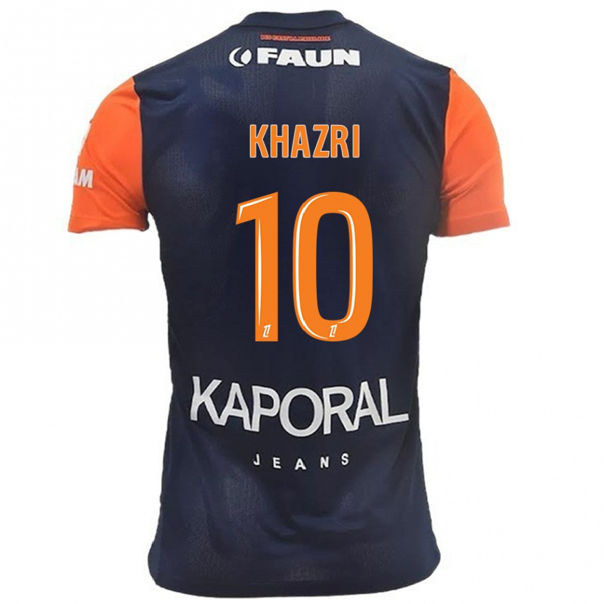 Kinder Fußball Wahbi Khazri #10 Marineblau Orange Heimtrikot Trikot 2024/25 T-Shirt Luxemburg