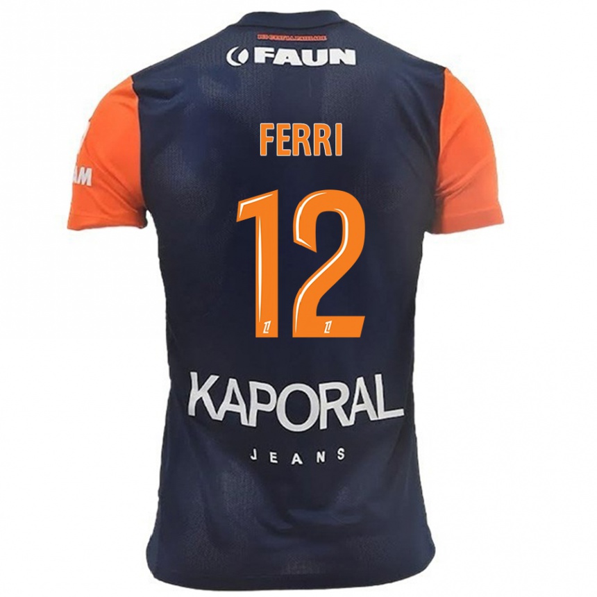 Kinder Fußball Jordan Ferri #12 Marineblau Orange Heimtrikot Trikot 2024/25 T-Shirt Luxemburg