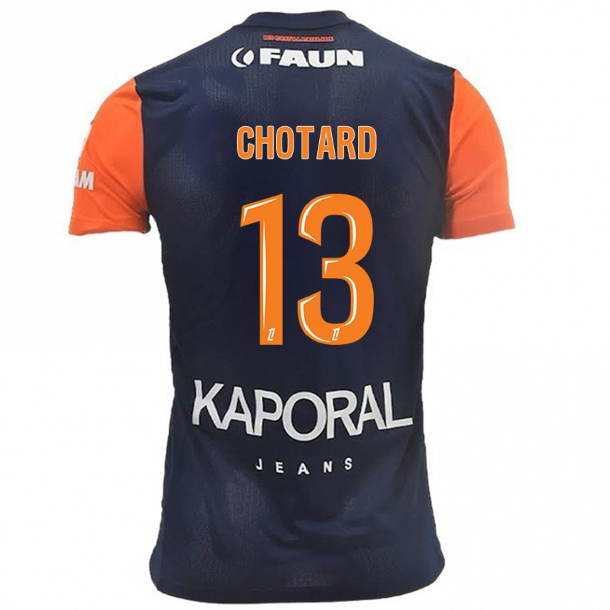 Kinder Fußball Joris Chotard #13 Marineblau Orange Heimtrikot Trikot 2024/25 T-Shirt Luxemburg