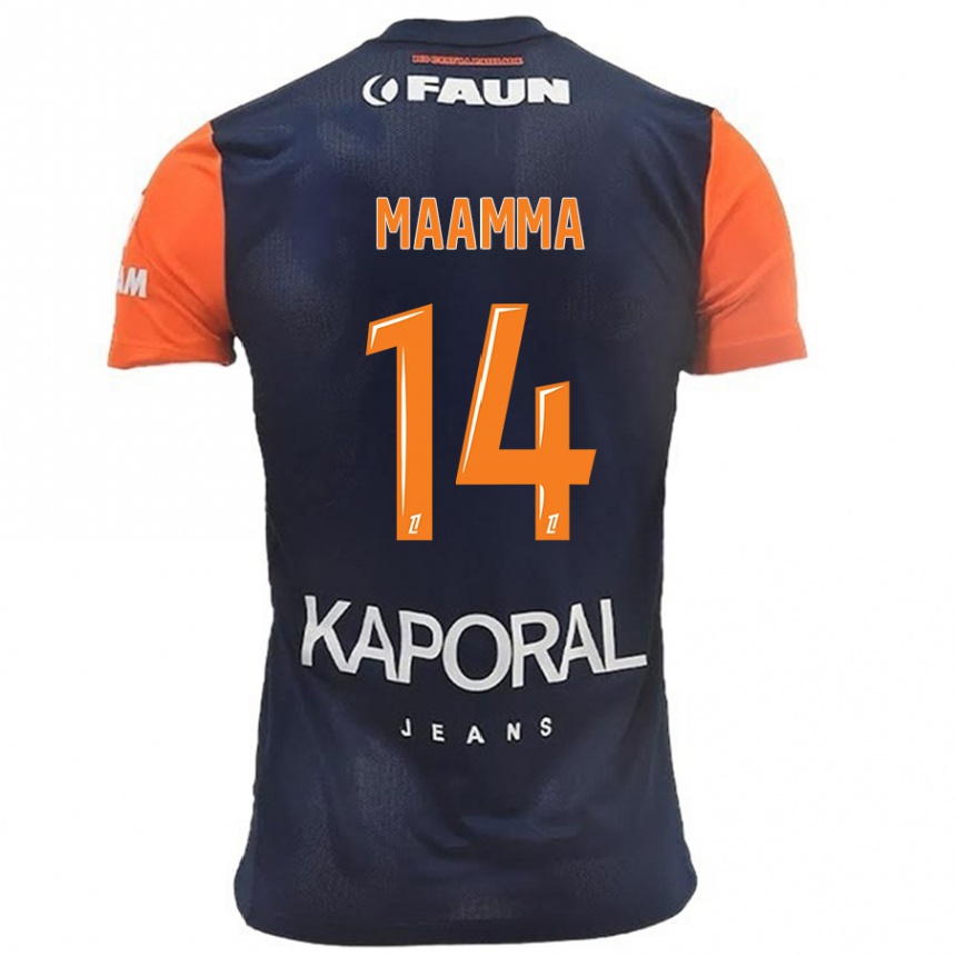 Kinder Fußball Othmane Maamma #14 Marineblau Orange Heimtrikot Trikot 2024/25 T-Shirt Luxemburg