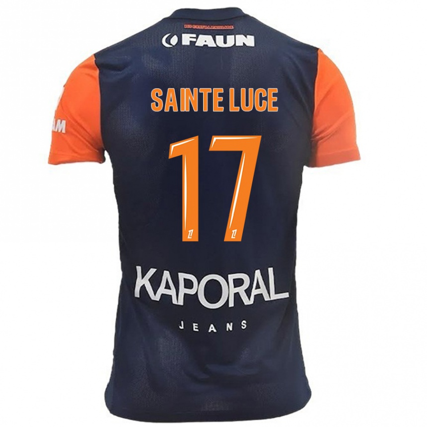 Kinder Fußball Théo Sainte-Luce #17 Marineblau Orange Heimtrikot Trikot 2024/25 T-Shirt Luxemburg