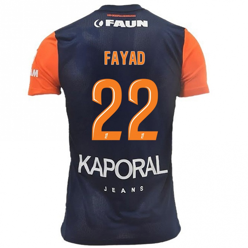 Kinder Fußball Khalil Fayad #22 Marineblau Orange Heimtrikot Trikot 2024/25 T-Shirt Luxemburg