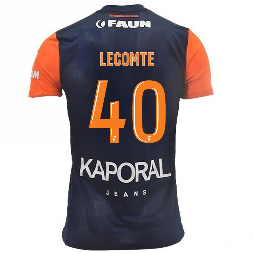 Kinder Fußball Benjamin Lecomte #40 Marineblau Orange Heimtrikot Trikot 2024/25 T-Shirt Luxemburg