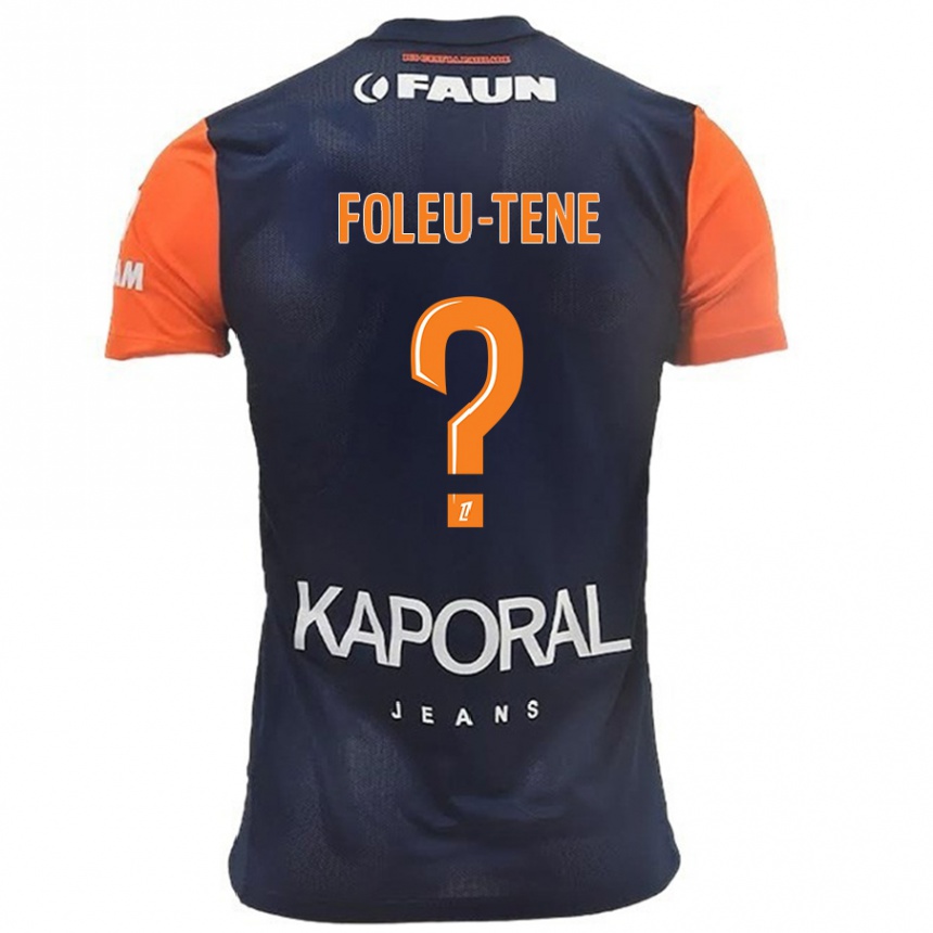 Kinder Fußball Kévin Foleu-Tene #0 Marineblau Orange Heimtrikot Trikot 2024/25 T-Shirt Luxemburg