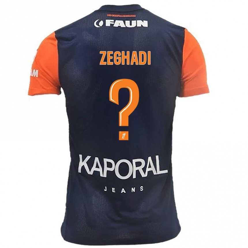 Kinder Fußball Mohamed Zeghadi #0 Marineblau Orange Heimtrikot Trikot 2024/25 T-Shirt Luxemburg