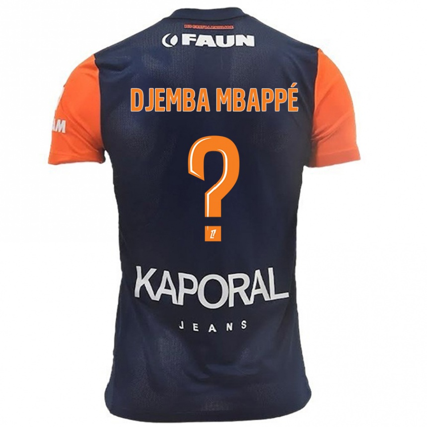 Kinder Fußball Yvan Djemba Mbappé #0 Marineblau Orange Heimtrikot Trikot 2024/25 T-Shirt Luxemburg