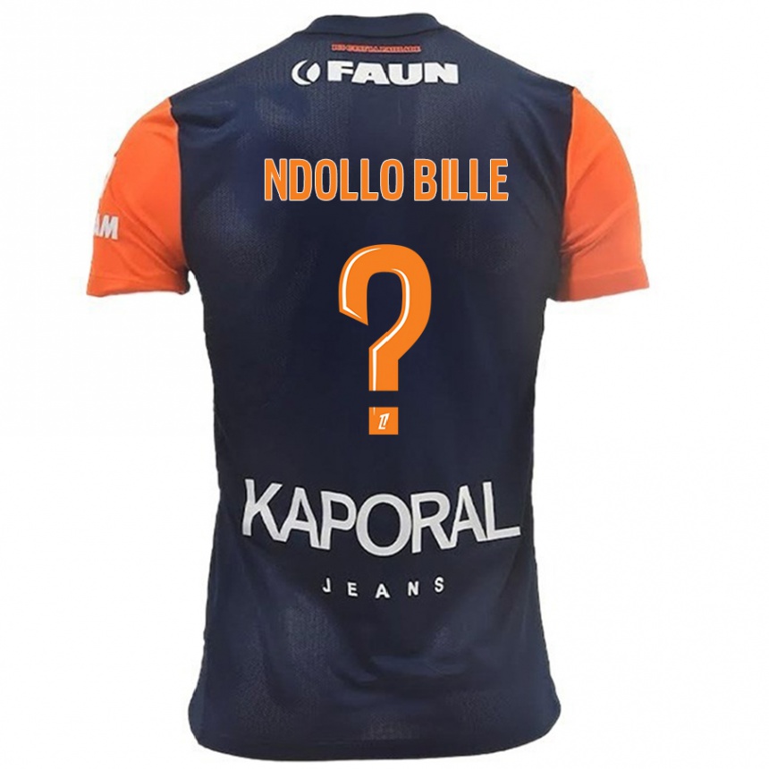 Kinder Fußball Wilfried Ndollo Bille #0 Marineblau Orange Heimtrikot Trikot 2024/25 T-Shirt Luxemburg