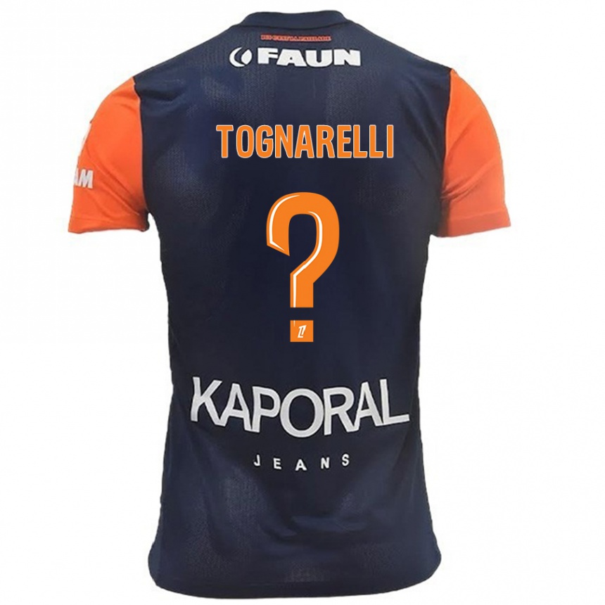 Kinder Fußball Angelo Tognarelli #0 Marineblau Orange Heimtrikot Trikot 2024/25 T-Shirt Luxemburg