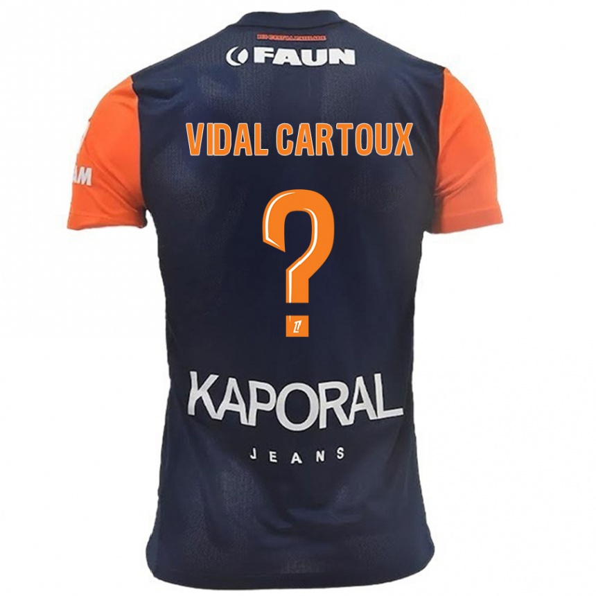 Kinder Fußball Noah Vidal Cartoux #0 Marineblau Orange Heimtrikot Trikot 2024/25 T-Shirt Luxemburg