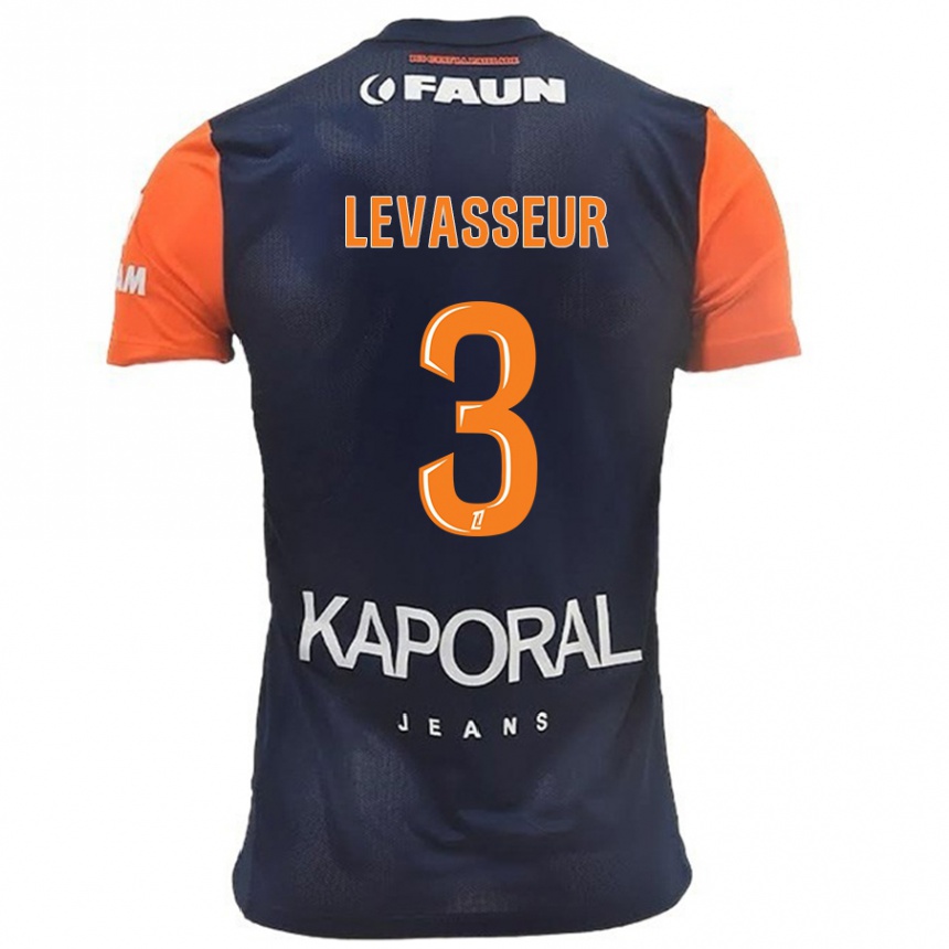 Kinder Fußball Marie Levasseur #3 Marineblau Orange Heimtrikot Trikot 2024/25 T-Shirt Luxemburg