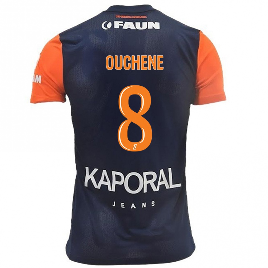 Kinder Fußball Sonia Ouchène #8 Marineblau Orange Heimtrikot Trikot 2024/25 T-Shirt Luxemburg