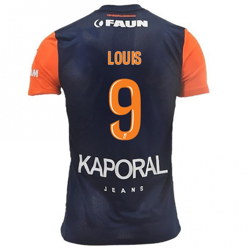 Kinder Fußball Kethna Louis #9 Marineblau Orange Heimtrikot Trikot 2024/25 T-Shirt Luxemburg