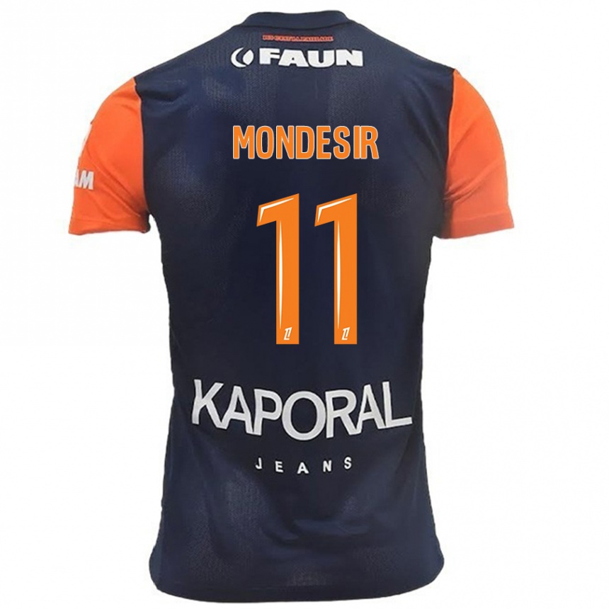 Kinder Fußball Nérilia Mondésir #11 Marineblau Orange Heimtrikot Trikot 2024/25 T-Shirt Luxemburg