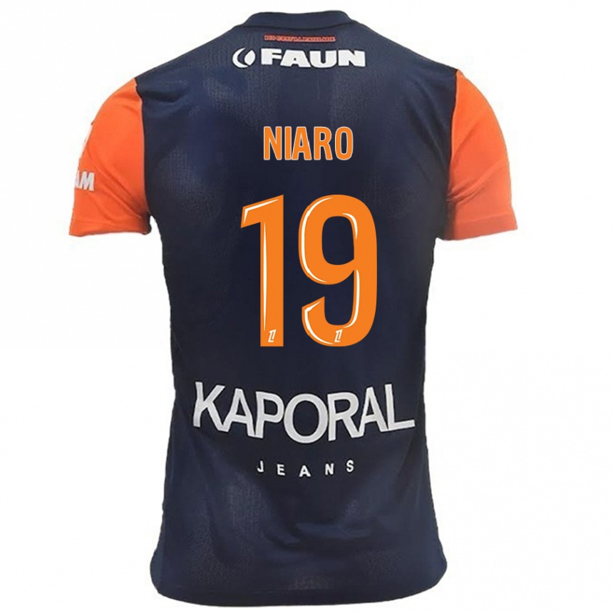 Kinder Fußball Esther Mbakem-Niaro #19 Marineblau Orange Heimtrikot Trikot 2024/25 T-Shirt Luxemburg