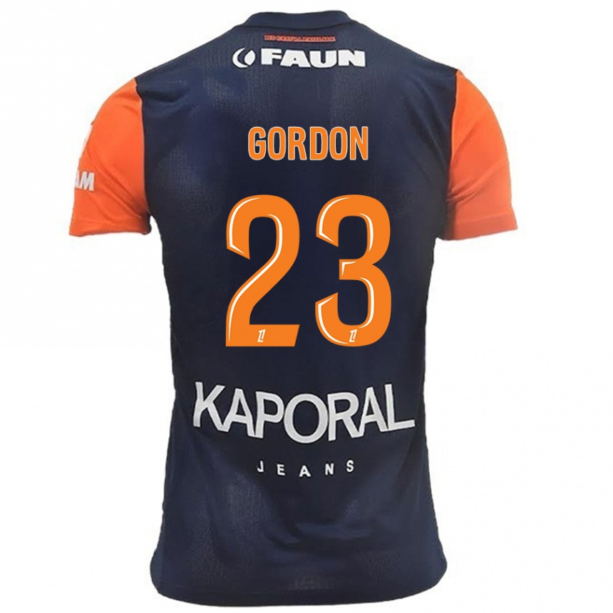 Kinder Fußball Sh'nia Gordon #23 Marineblau Orange Heimtrikot Trikot 2024/25 T-Shirt Luxemburg