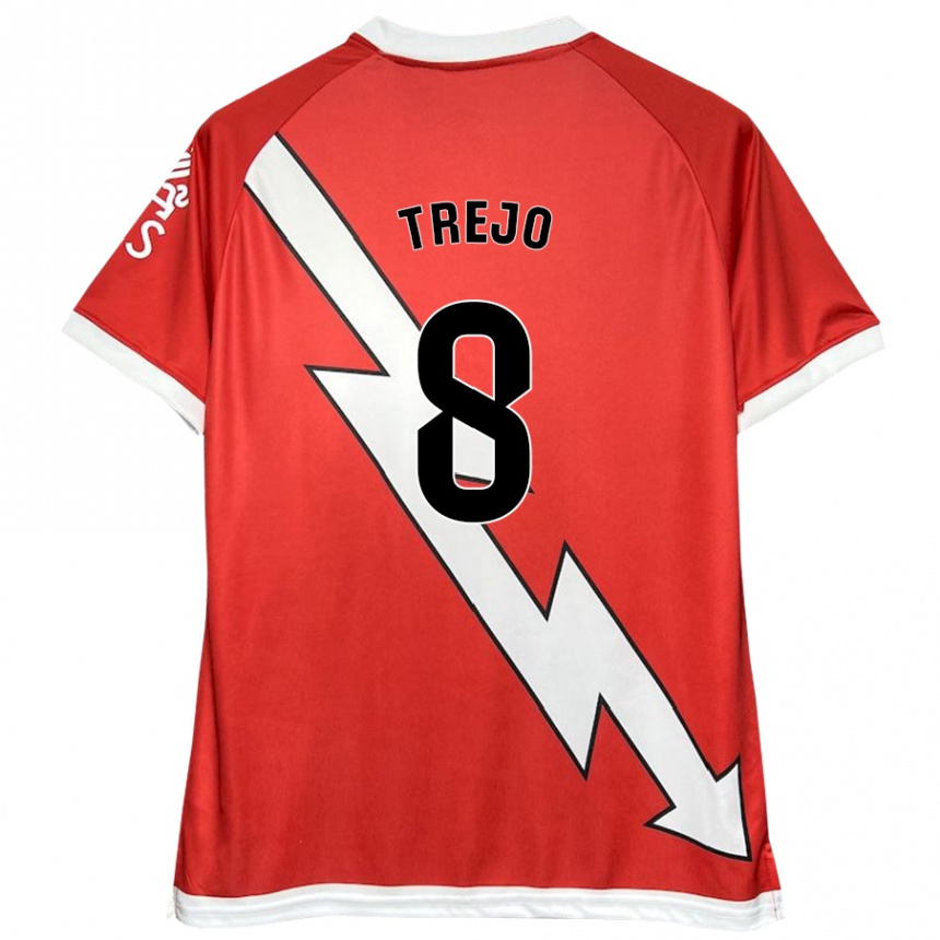 Kinder Fußball Óscar Trejo #8 Weiß Rot Heimtrikot Trikot 2024/25 T-Shirt Luxemburg