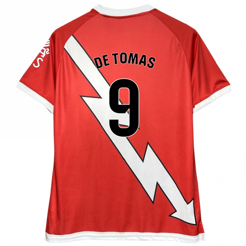 Kinder Fußball Raúl De Tomás #9 Weiß Rot Heimtrikot Trikot 2024/25 T-Shirt Luxemburg