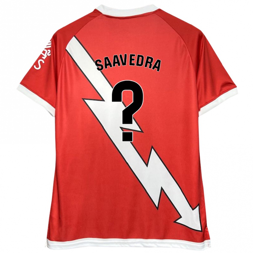 Kinder Fußball David Saavedra #0 Weiß Rot Heimtrikot Trikot 2024/25 T-Shirt Luxemburg