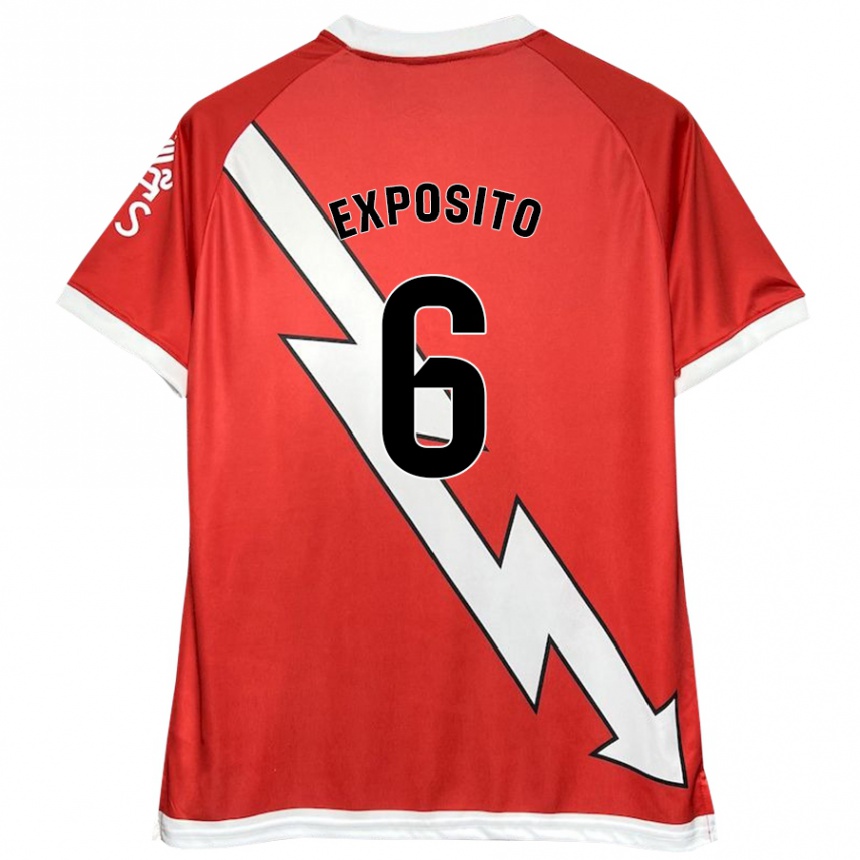 Kinder Fußball Álvaro Expósito #6 Weiß Rot Heimtrikot Trikot 2024/25 T-Shirt Luxemburg