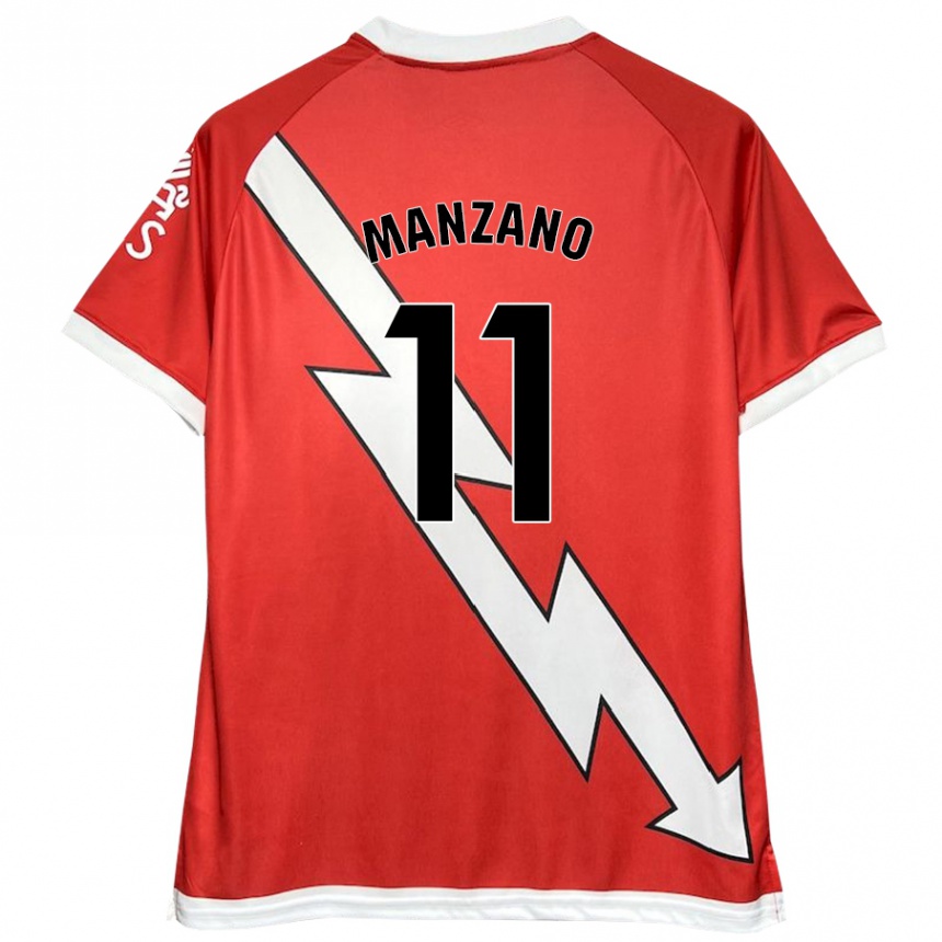 Kinder Fußball Sergio Manzano #11 Weiß Rot Heimtrikot Trikot 2024/25 T-Shirt Luxemburg