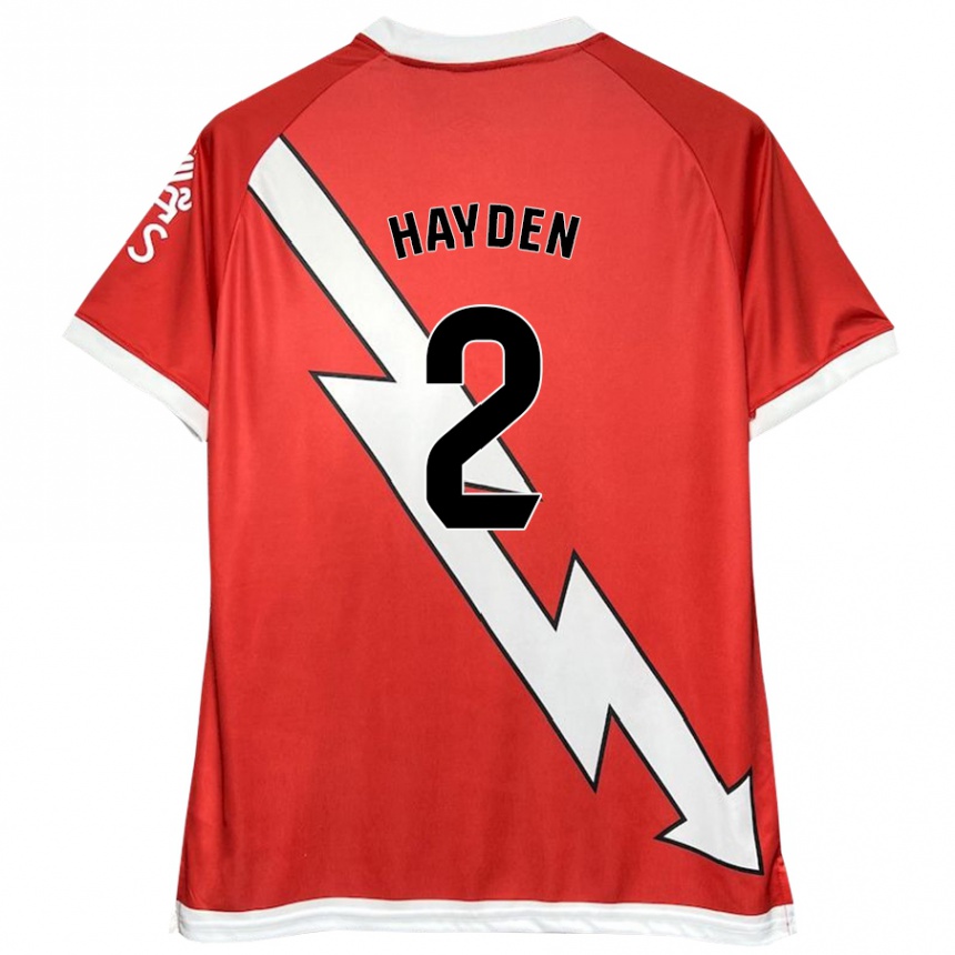 Kinder Fußball Danielle Hayden #2 Weiß Rot Heimtrikot Trikot 2024/25 T-Shirt Luxemburg