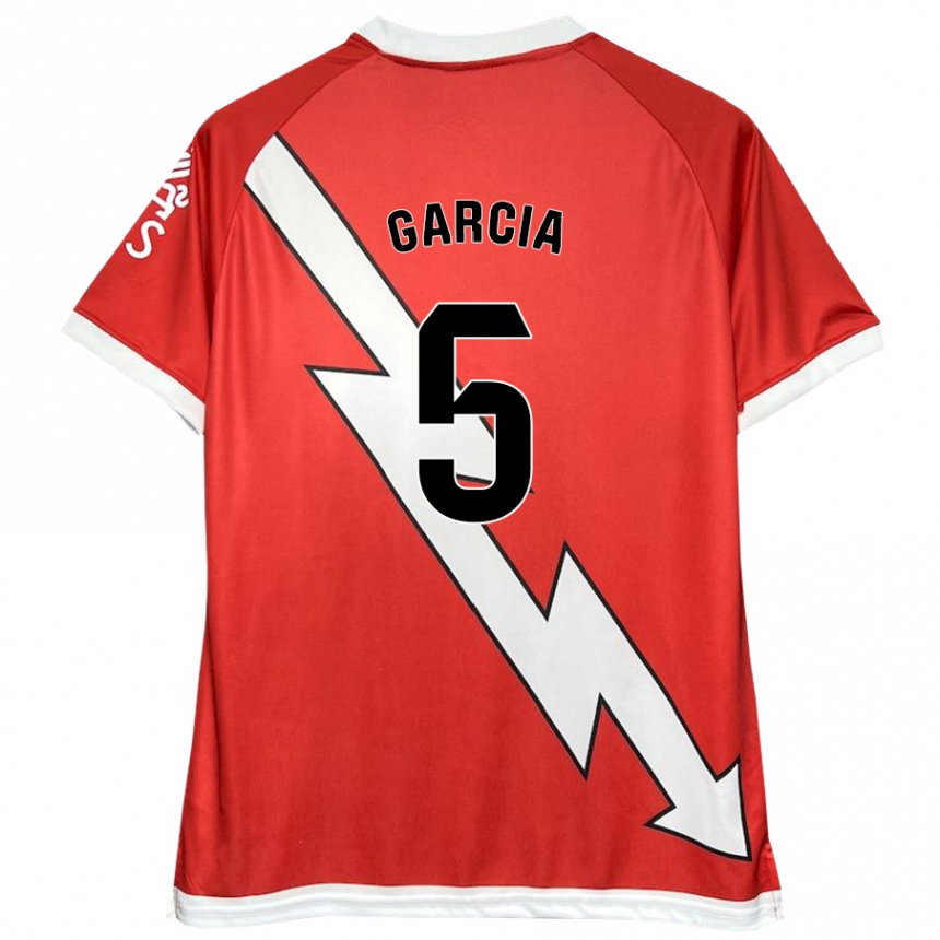 Kinder Fußball Miguel García #5 Weiß Rot Heimtrikot Trikot 2024/25 T-Shirt Luxemburg