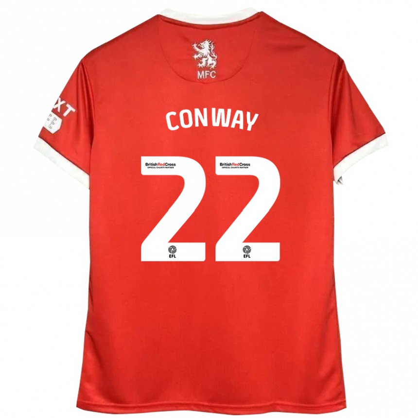 Kinder Fußball Tommy Conway #22 Rot Weiß Heimtrikot Trikot 2024/25 T-Shirt Luxemburg