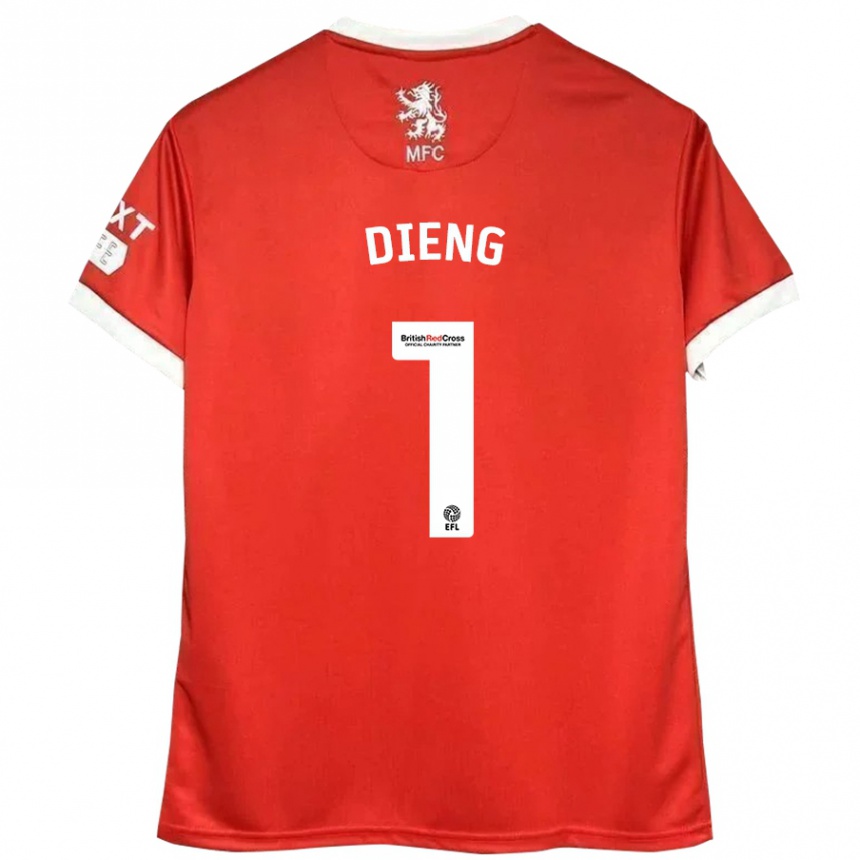 Kinder Fußball Seny Dieng #1 Rot Weiß Heimtrikot Trikot 2024/25 T-Shirt Luxemburg