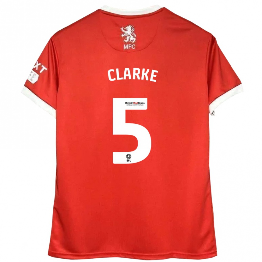 Kinder Fußball Matt Clarke #5 Rot Weiß Heimtrikot Trikot 2024/25 T-Shirt Luxemburg