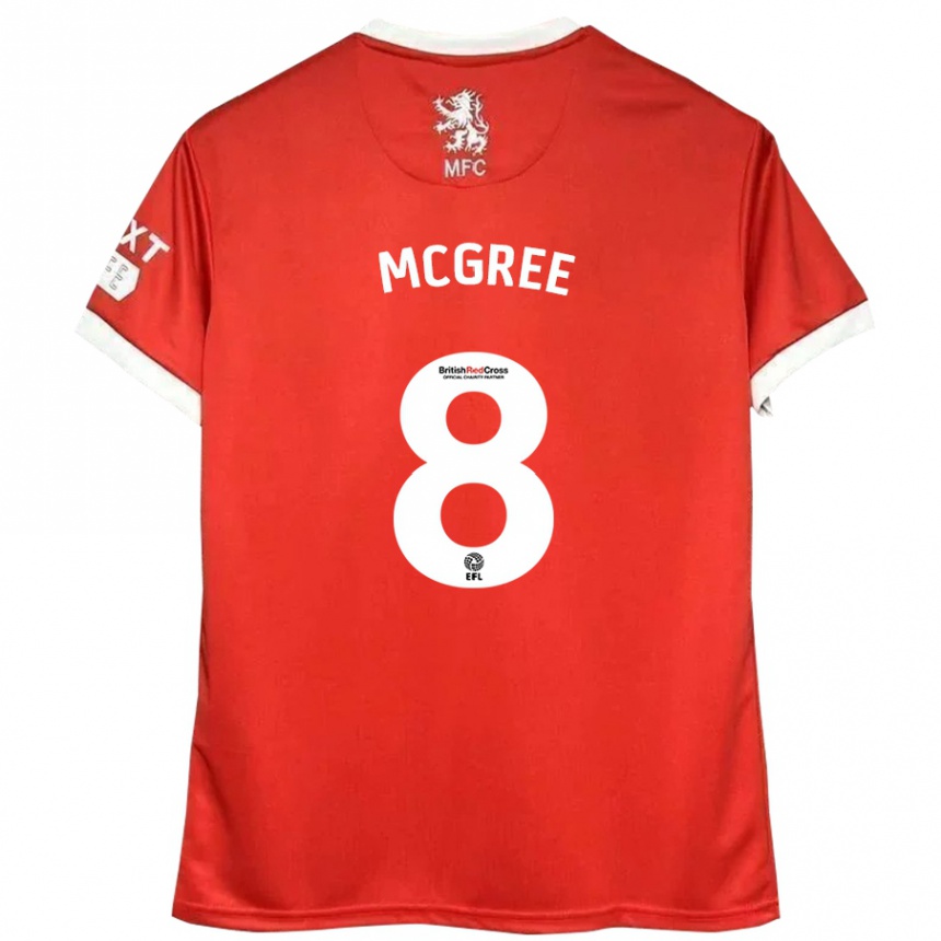 Kinder Fußball Riley Mcgree #8 Rot Weiß Heimtrikot Trikot 2024/25 T-Shirt Luxemburg