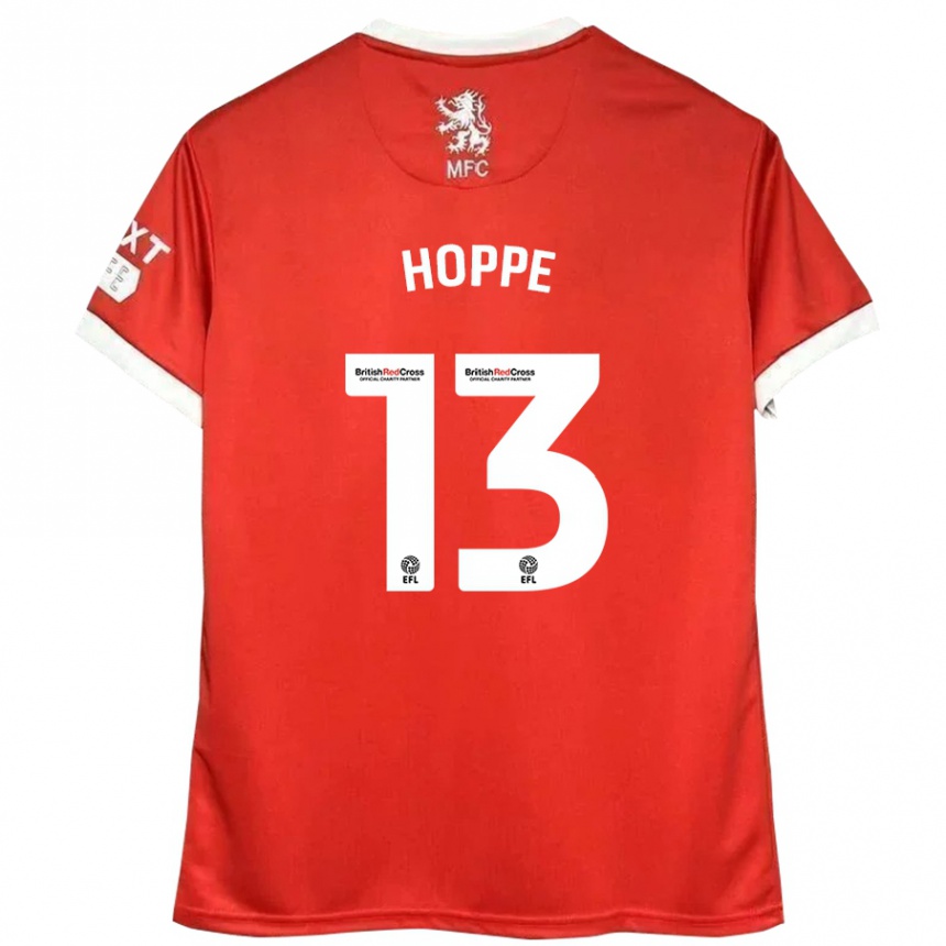 Kinder Fußball Matthew Hoppe #13 Rot Weiß Heimtrikot Trikot 2024/25 T-Shirt Luxemburg