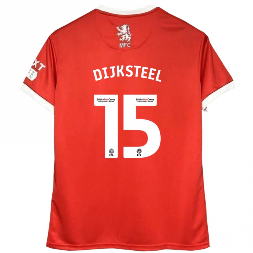 Kinder Fußball Anfernee Dijksteel #15 Rot Weiß Heimtrikot Trikot 2024/25 T-Shirt Luxemburg