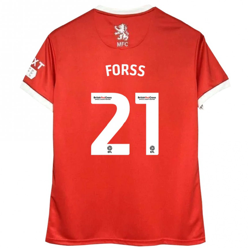 Kinder Fußball Marcus Forss #21 Rot Weiß Heimtrikot Trikot 2024/25 T-Shirt Luxemburg