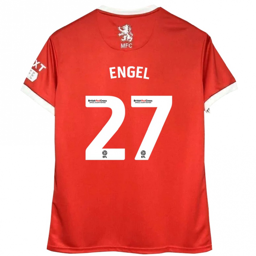 Kinder Fußball Lukas Engel #27 Rot Weiß Heimtrikot Trikot 2024/25 T-Shirt Luxemburg