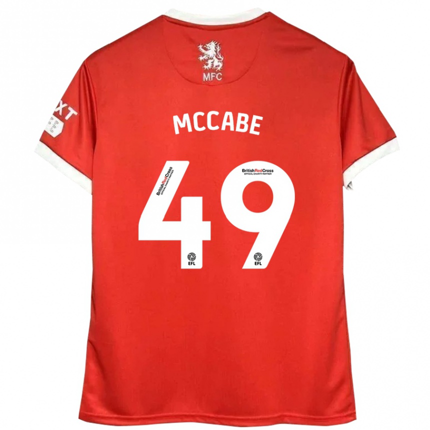 Kinder Fußball Law Mccabe #49 Rot Weiß Heimtrikot Trikot 2024/25 T-Shirt Luxemburg