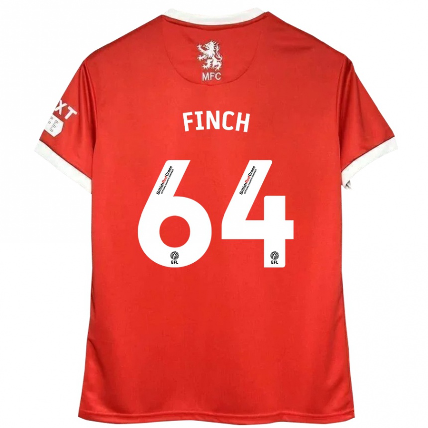 Kinder Fußball Sonny Finch #64 Rot Weiß Heimtrikot Trikot 2024/25 T-Shirt Luxemburg