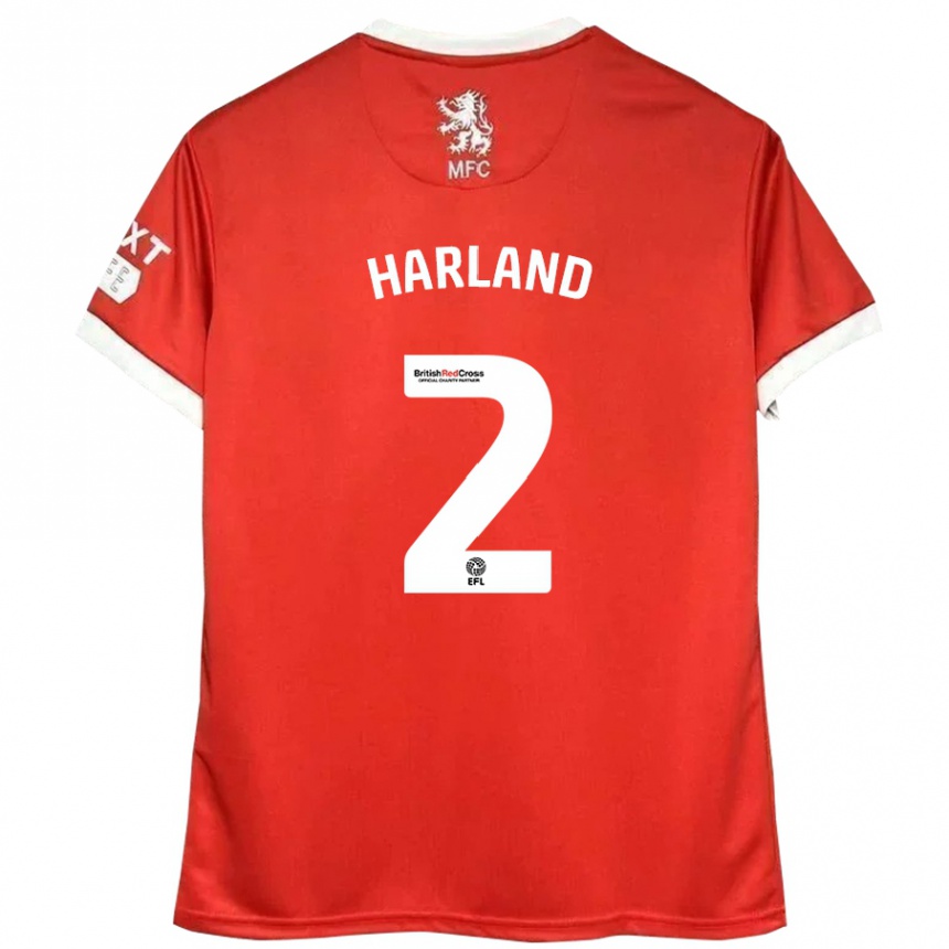 Kinder Fußball Jane Harland #2 Rot Weiß Heimtrikot Trikot 2024/25 T-Shirt Luxemburg