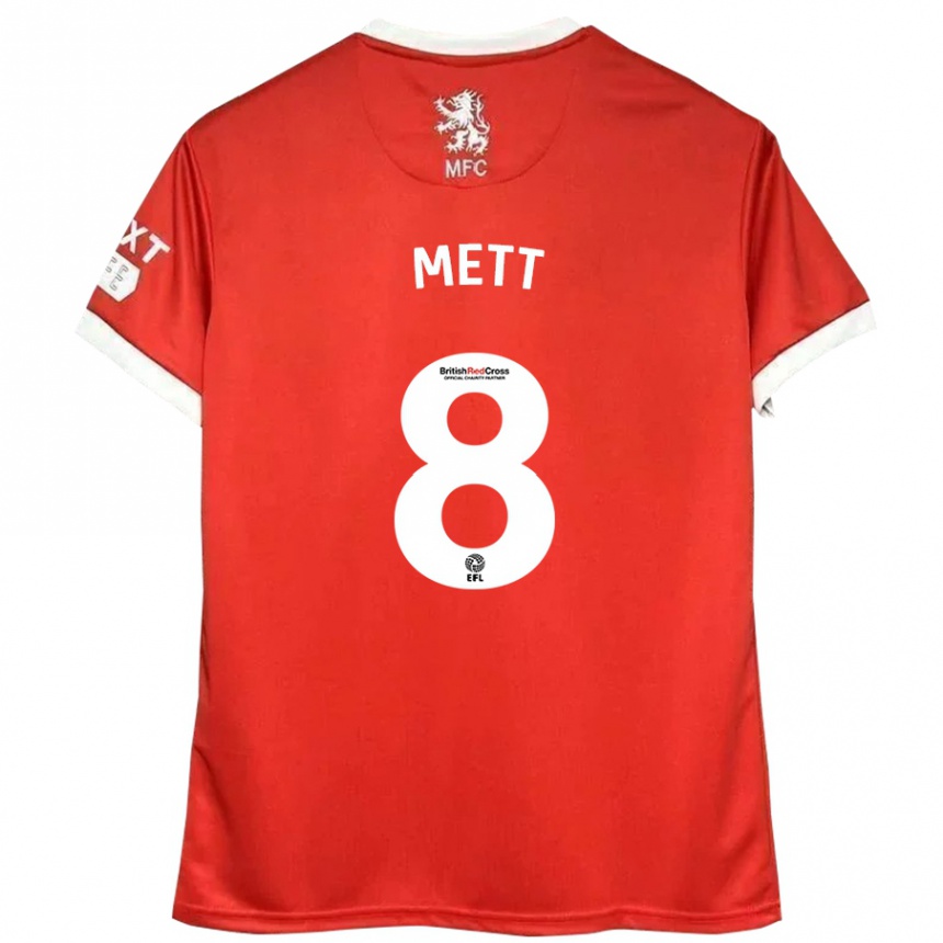 Kinder Fußball Jessica Mett #8 Rot Weiß Heimtrikot Trikot 2024/25 T-Shirt Luxemburg