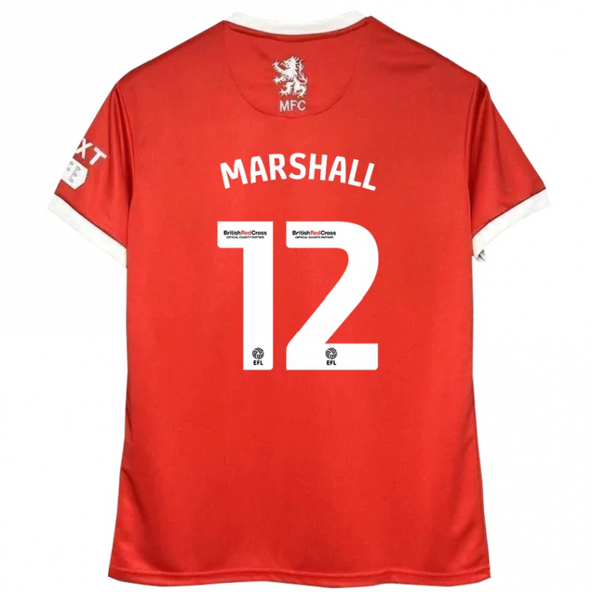 Kinder Fußball Eve Marshall #12 Rot Weiß Heimtrikot Trikot 2024/25 T-Shirt Luxemburg