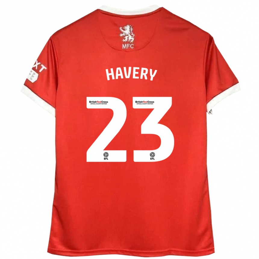 Kinder Fußball Nicole Havery #23 Rot Weiß Heimtrikot Trikot 2024/25 T-Shirt Luxemburg