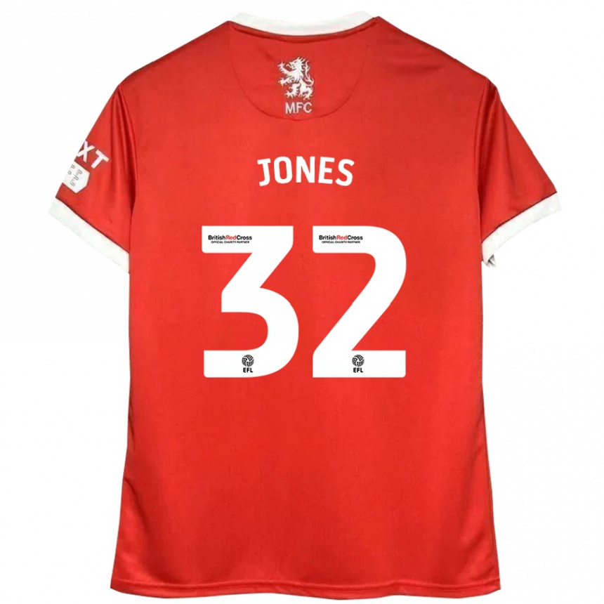 Kinder Fußball Jamie Jones #32 Rot Weiß Heimtrikot Trikot 2024/25 T-Shirt Luxemburg