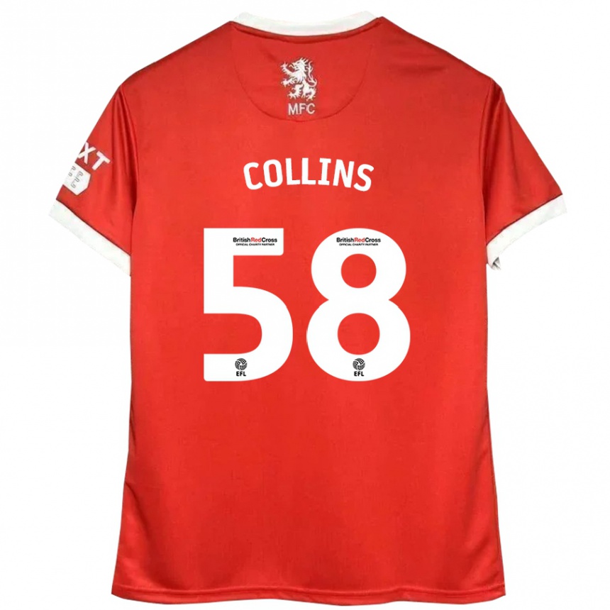 Kinder Fußball Sam Collins #58 Rot Weiß Heimtrikot Trikot 2024/25 T-Shirt Luxemburg