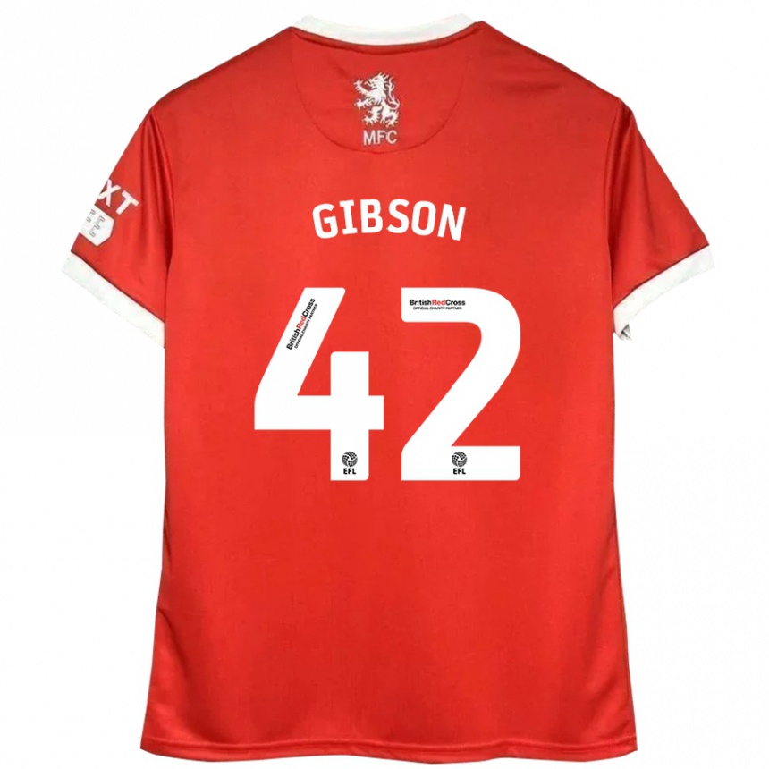 Kinder Fußball Joseph Gibson #42 Rot Weiß Heimtrikot Trikot 2024/25 T-Shirt Luxemburg