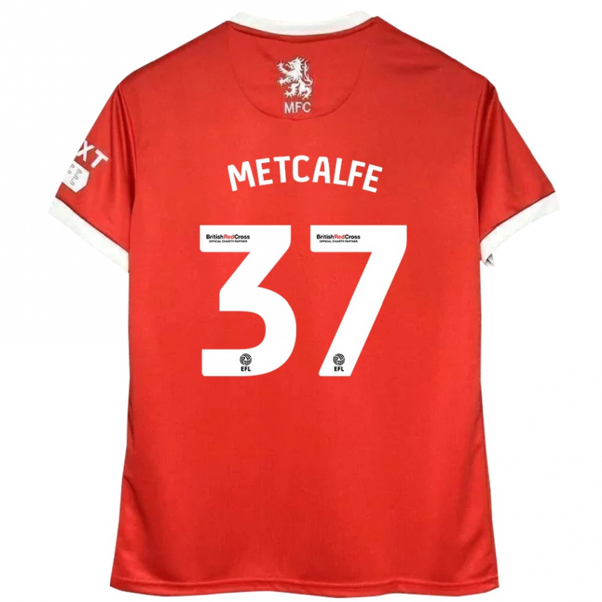 Kinder Fußball Max Metcalfe #37 Rot Weiß Heimtrikot Trikot 2024/25 T-Shirt Luxemburg