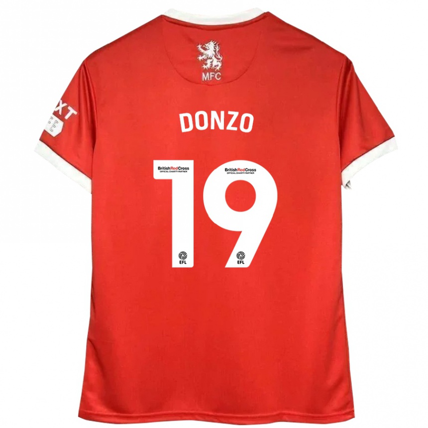 Kinder Fußball Jolie Donzo #19 Rot Weiß Heimtrikot Trikot 2024/25 T-Shirt Luxemburg