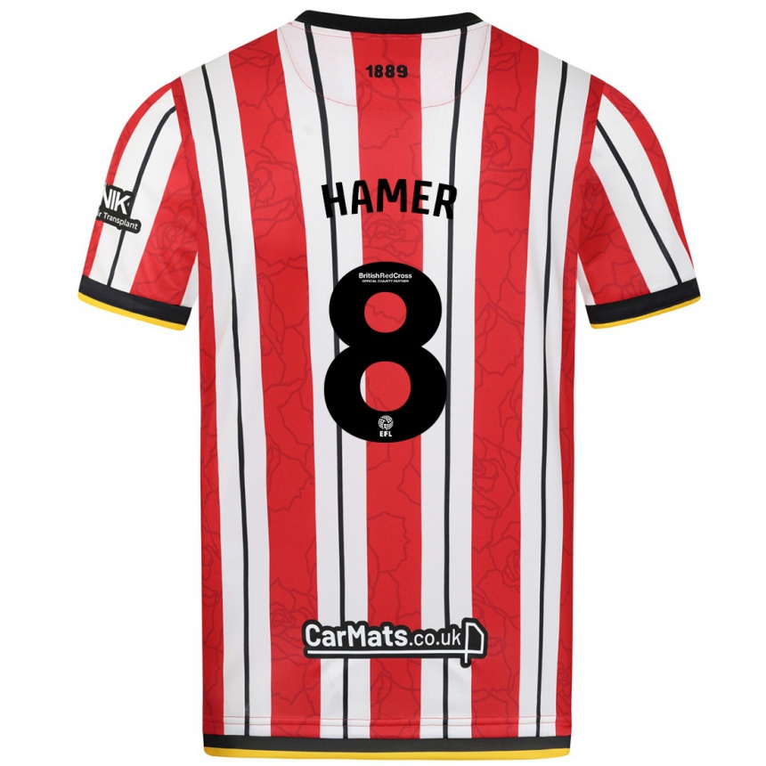 Kinder Fußball Gustavo Hamer #8 Rot Weiße Streifen Heimtrikot Trikot 2024/25 T-Shirt Luxemburg