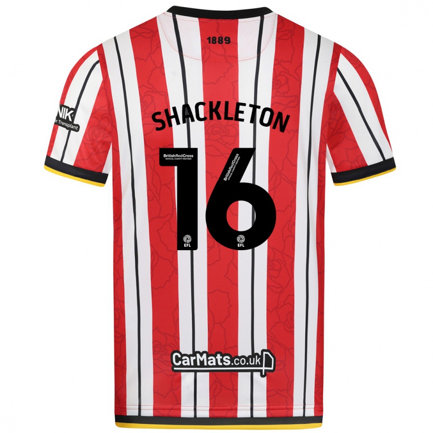 Kinder Fußball Jamie Shackleton #16 Rot Weiße Streifen Heimtrikot Trikot 2024/25 T-Shirt Luxemburg