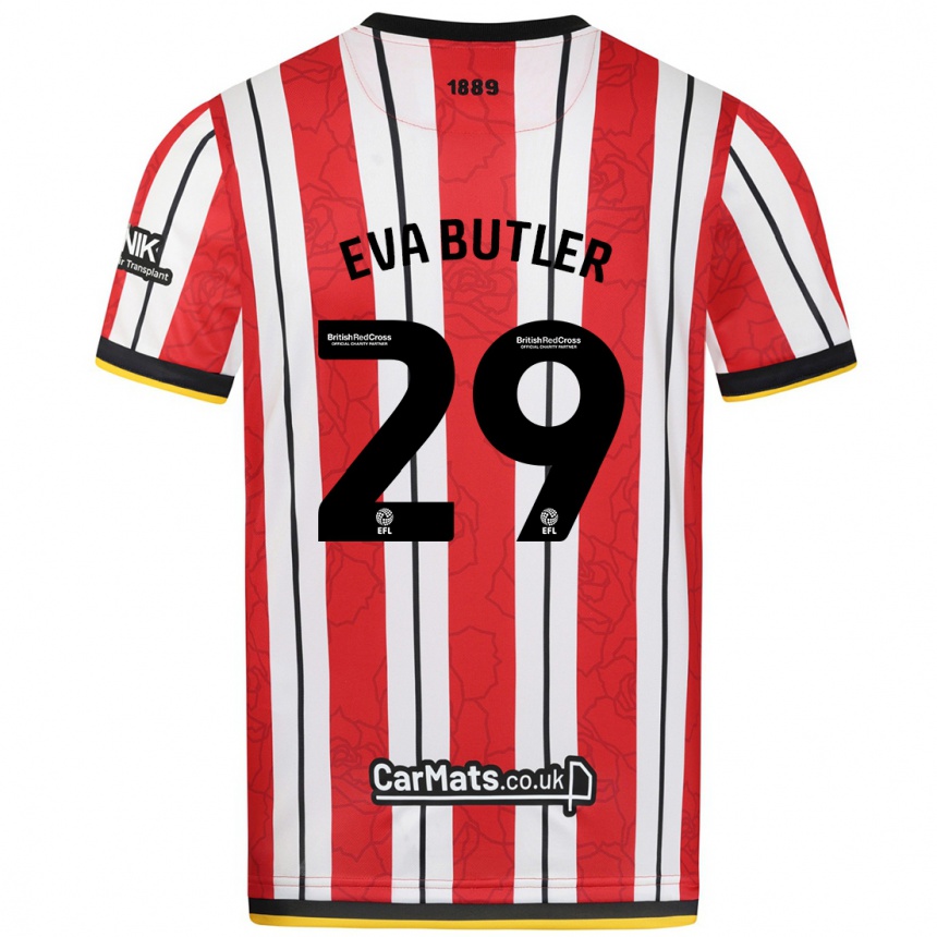 Kinder Fußball Eva Butler #29 Rot Weiße Streifen Heimtrikot Trikot 2024/25 T-Shirt Luxemburg